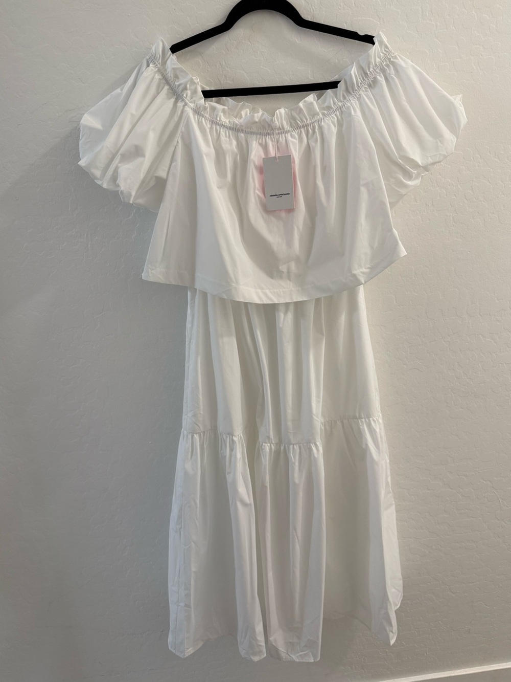 Amanda Uprichard NWT Puff Sleeve Off Shoulder Ruffle Layered Maxi